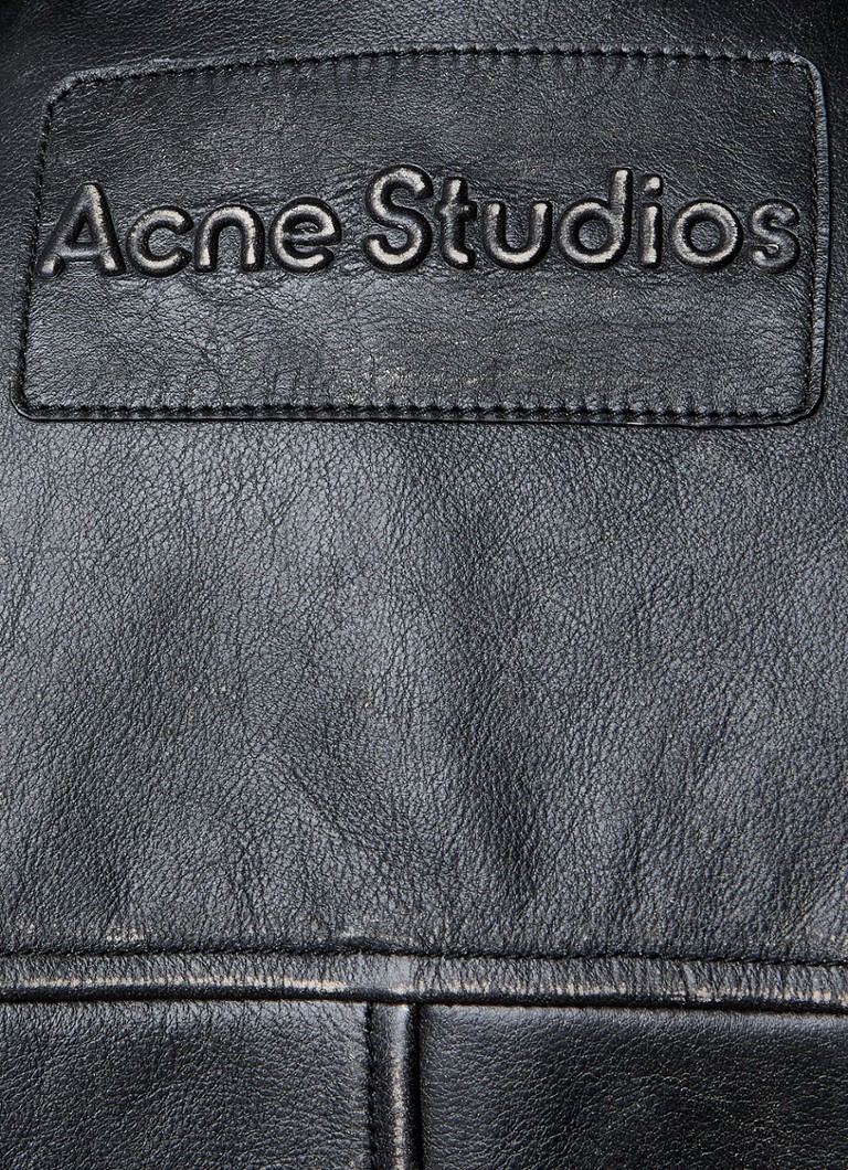 Δερμάτινο μπουφάν μοτοσικλετιστή Acne Studios με τσέπες με φερμουάρ