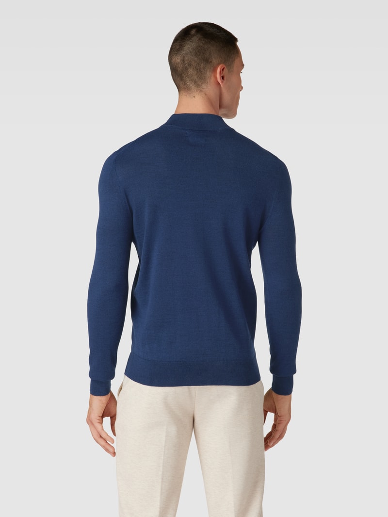 Strickpullover mit Rollkragen in dunkelblau meliert