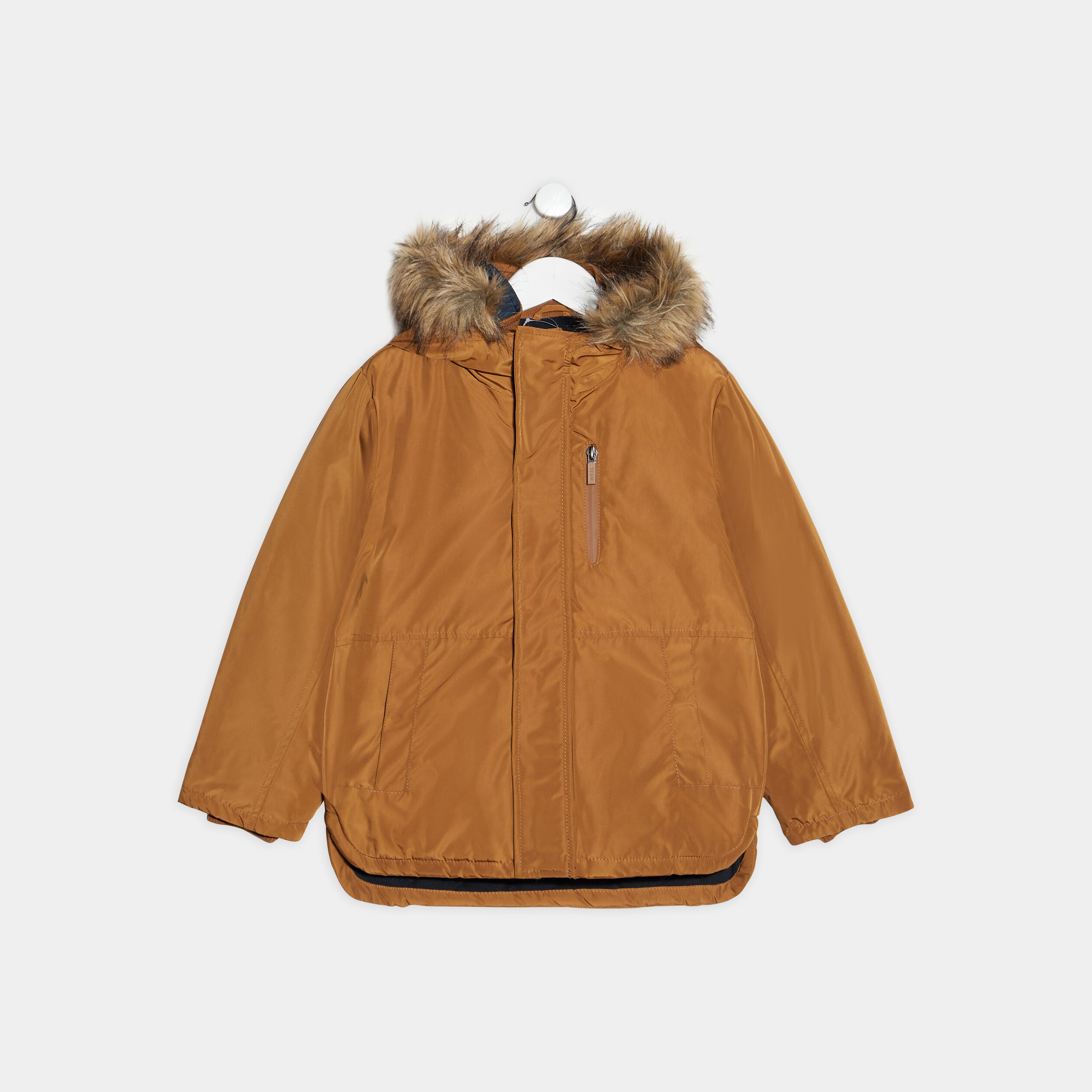 Parka droite doublée à capuche camel garçon | La Halle