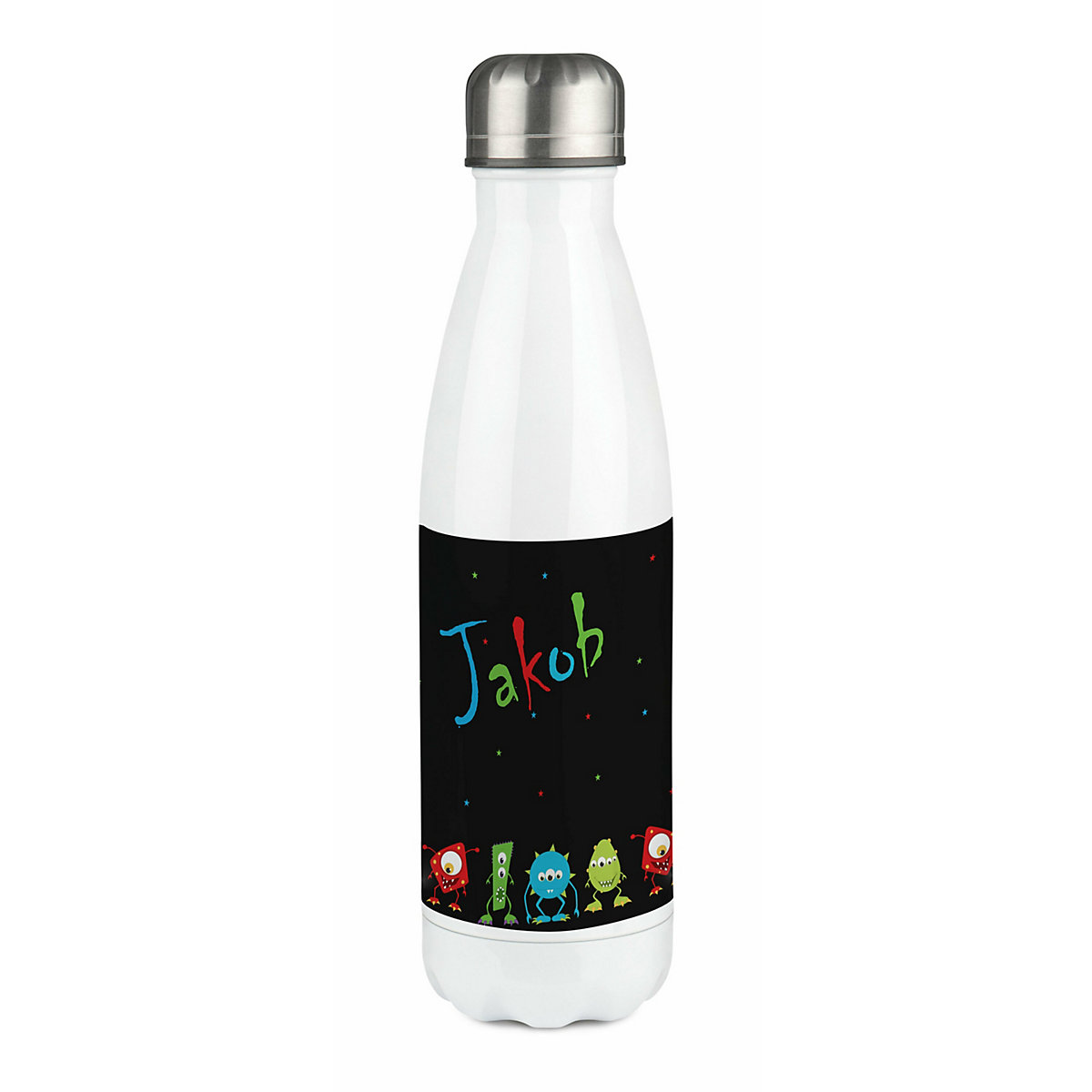 Edelstahl Kinder Thermoflasche / Trinkflasche bunt Monsterparade Spülmaschinenfest, Auslaufsicher, Bruchfest, Doppelwandig, Für Heißgetränke geeignet, Mit Deckel, Isoliert