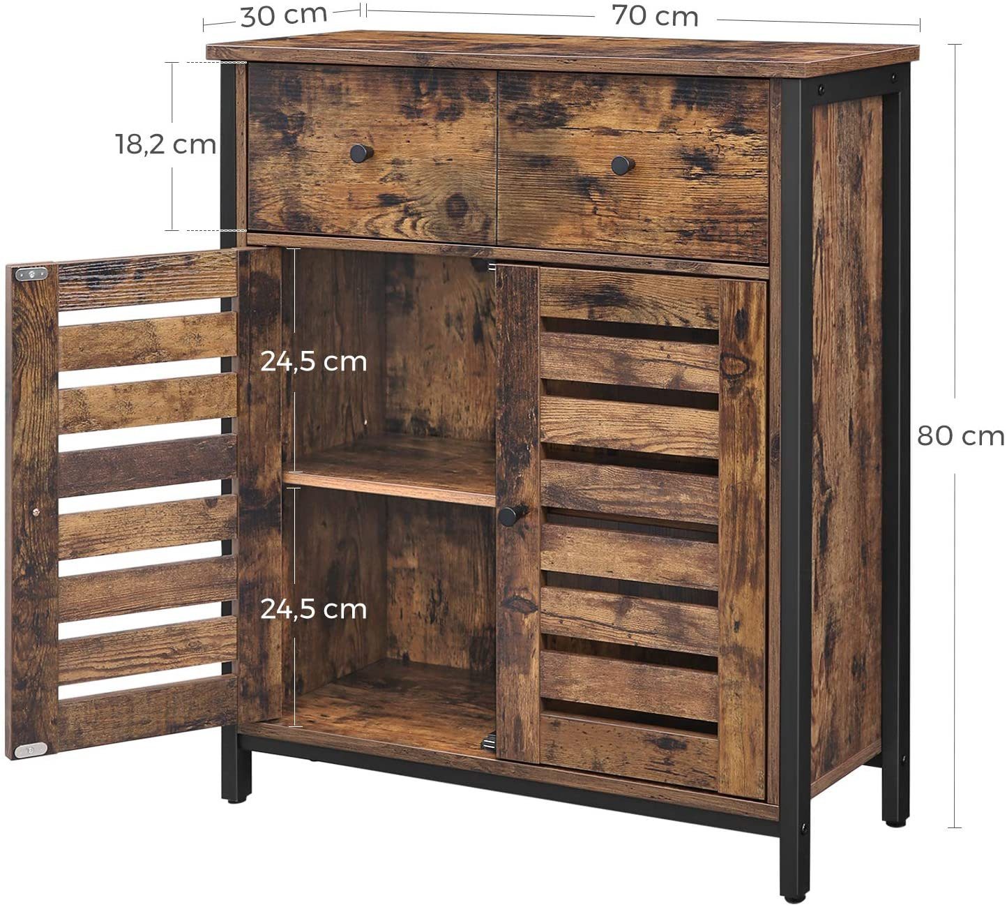 VASAGLE Sideboard Sideboard, mit Regalebene und Schublade, 70 x 30 x 80 cm
