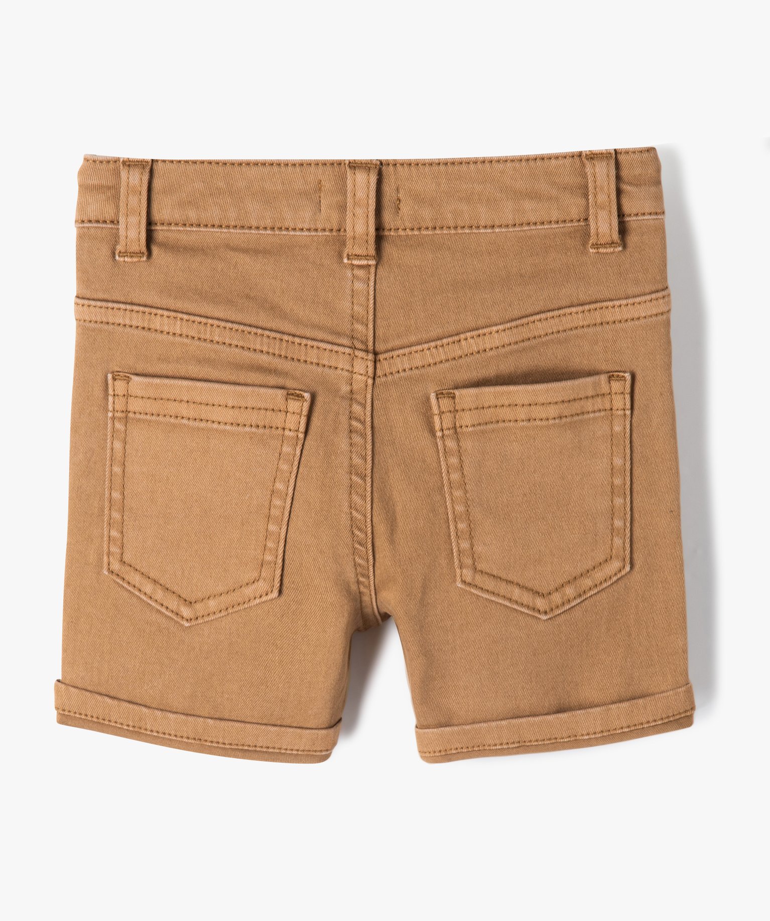 Short bébé Garçon slim en toile extensible unie marron | GEMO