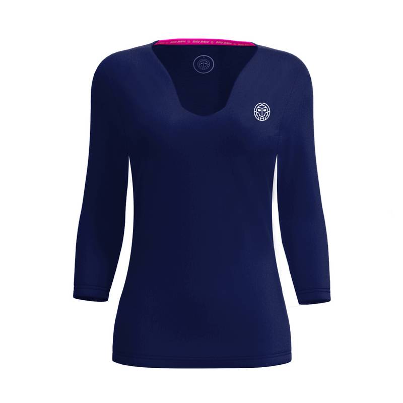 BIDI BADU Crew V-Neck Longsleeve Tennisshirt Damen