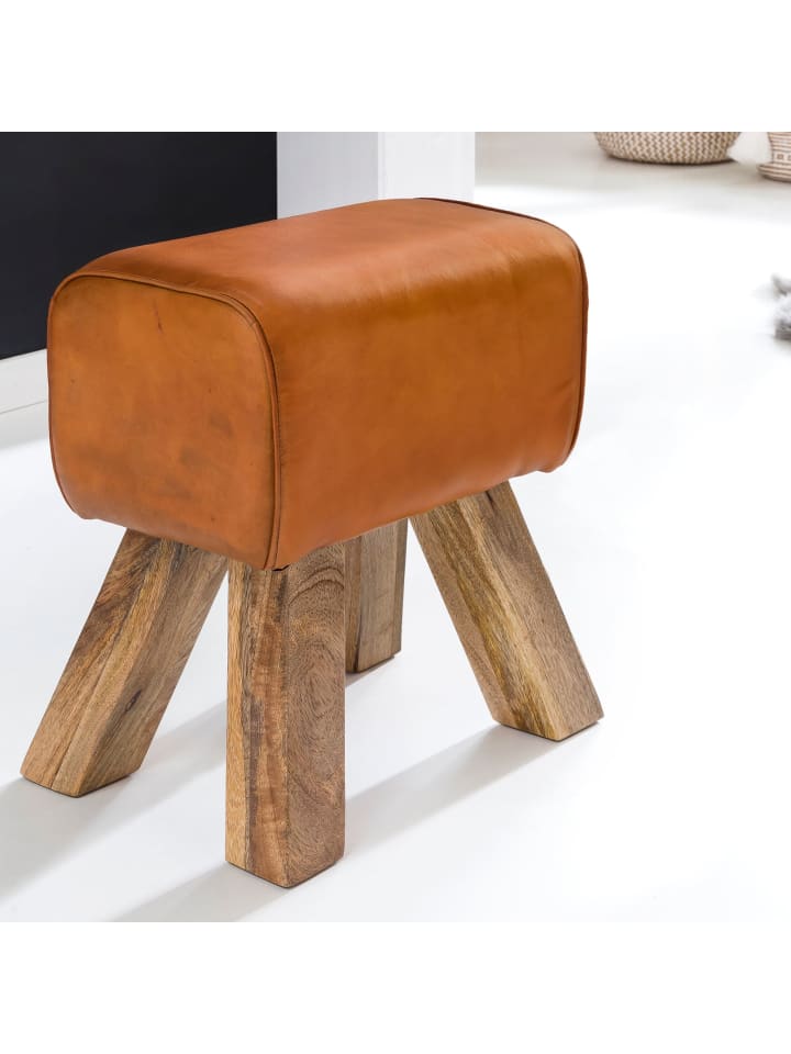KADIMA DESIGN Retro Sitzhocker, Holzbeine, belastbar bis 120 kg, Landhaus-Optik günstig kaufen onesize