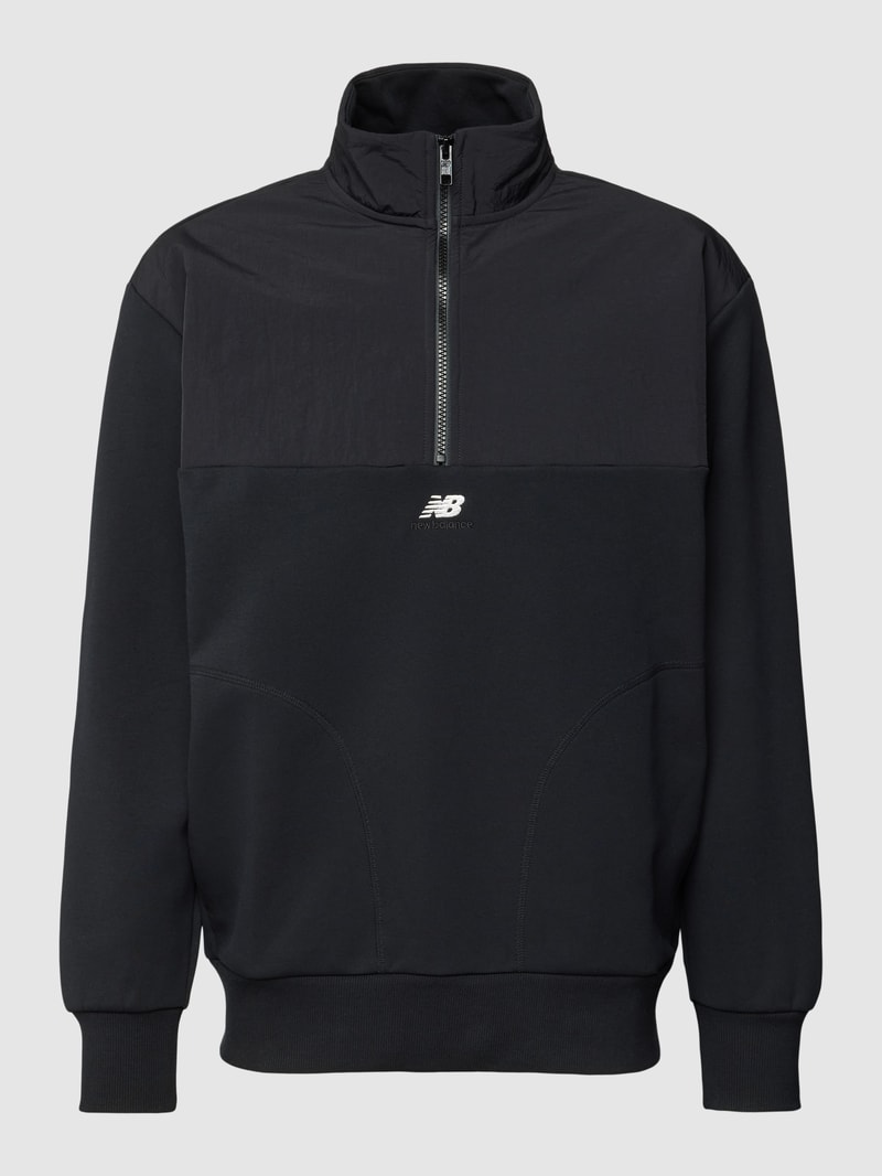 Sweatshirt mit Stehkragen und Reißverschluss in schwarz