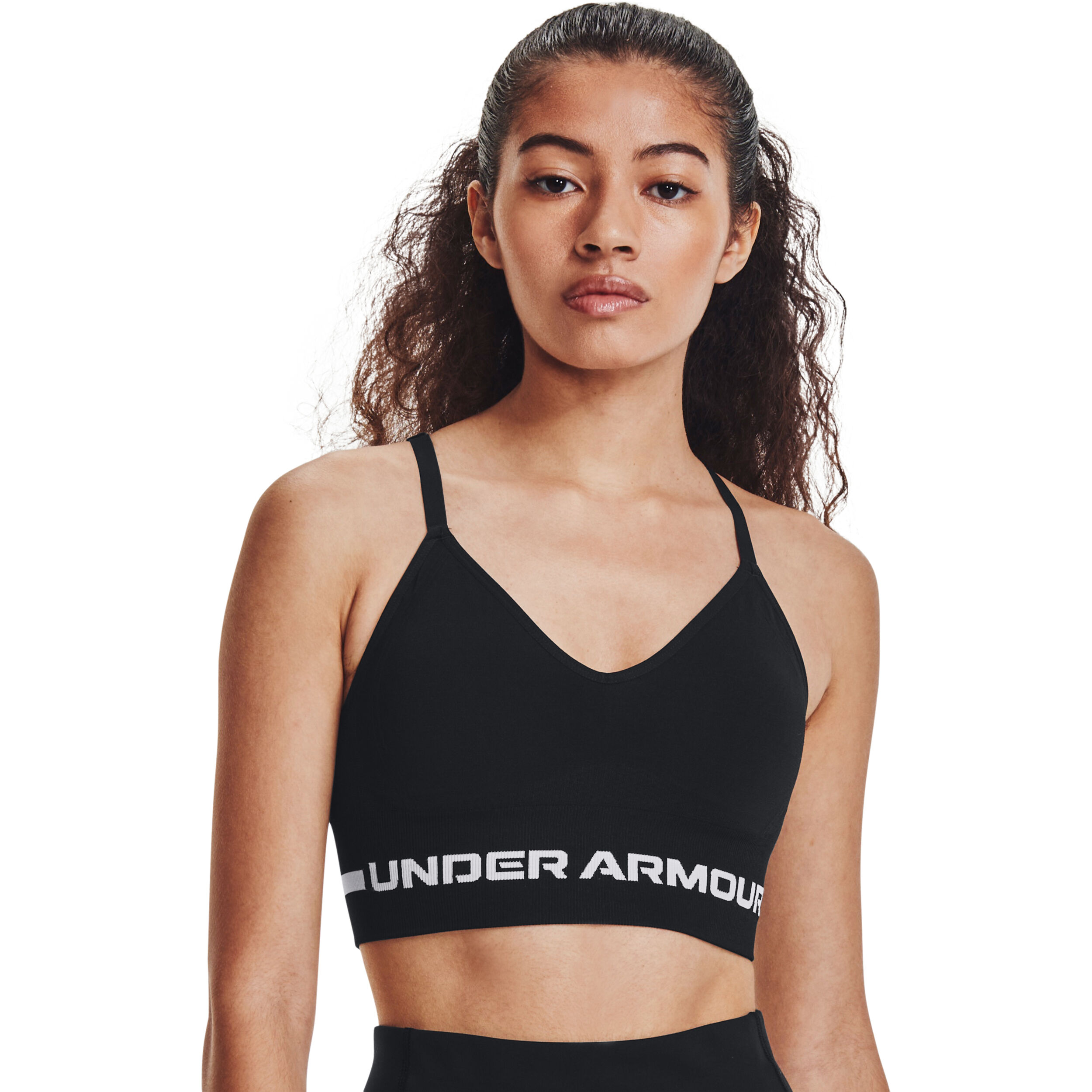 Seamless Low Long Sport-BH Damen - Schwarz, Hellgrau