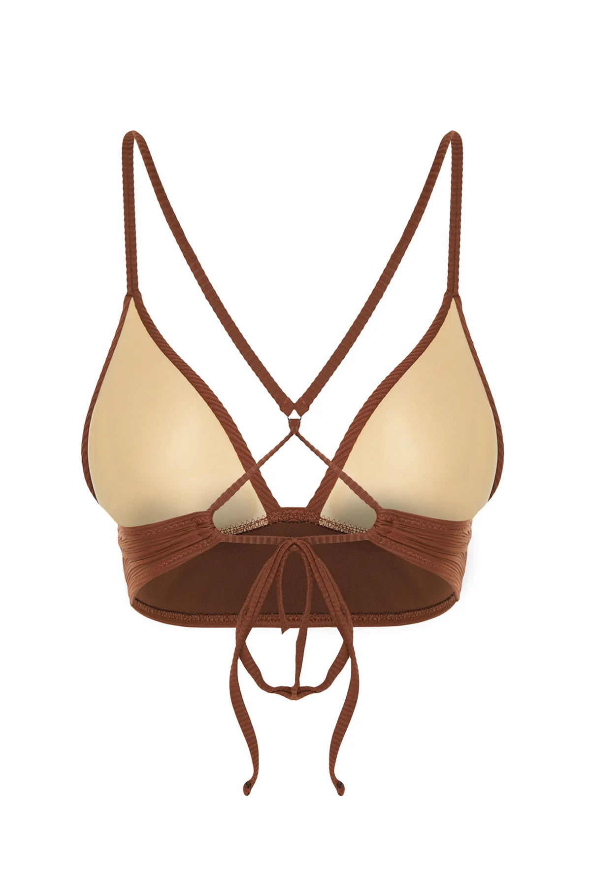 Trendyol Collection  Braunes dreieckiges Push-up-Bikinioberteil mit Struktur TBESS21BU0010