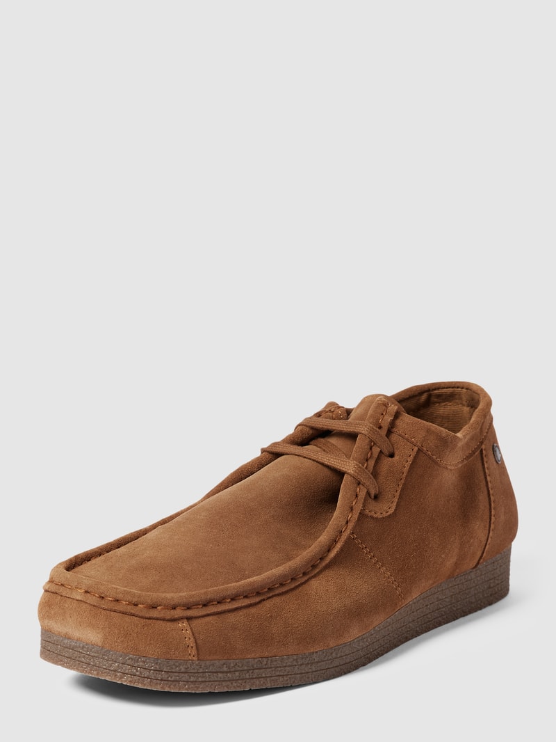 Schnürschuhe mit Label-Details in cognac