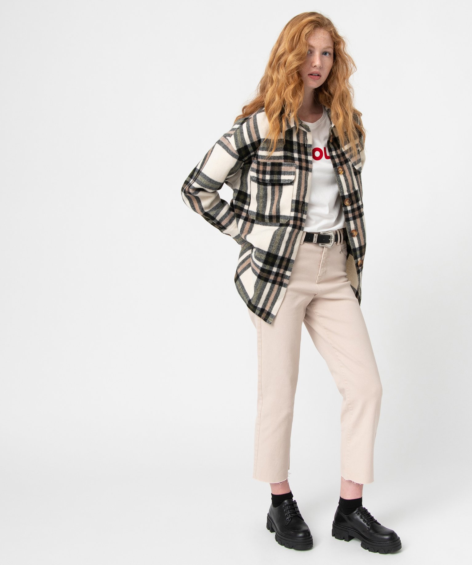 Veste femme à carreaux coupe chemise carreaux | GEMO