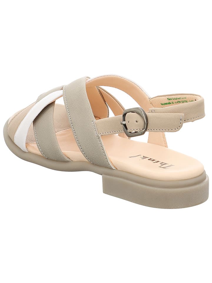 Think! Leder-Sandalen in Beige/ Weiß günstig kaufen