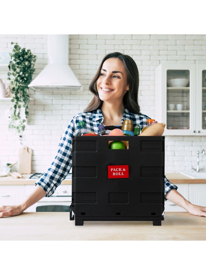 relaxdays Einkaufstrolley in Schwarz/ Grau günstig kaufen onesize