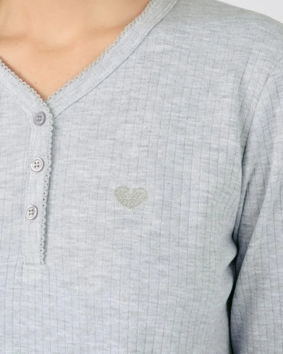 Pyjama maille interlock côtelée douce et souple