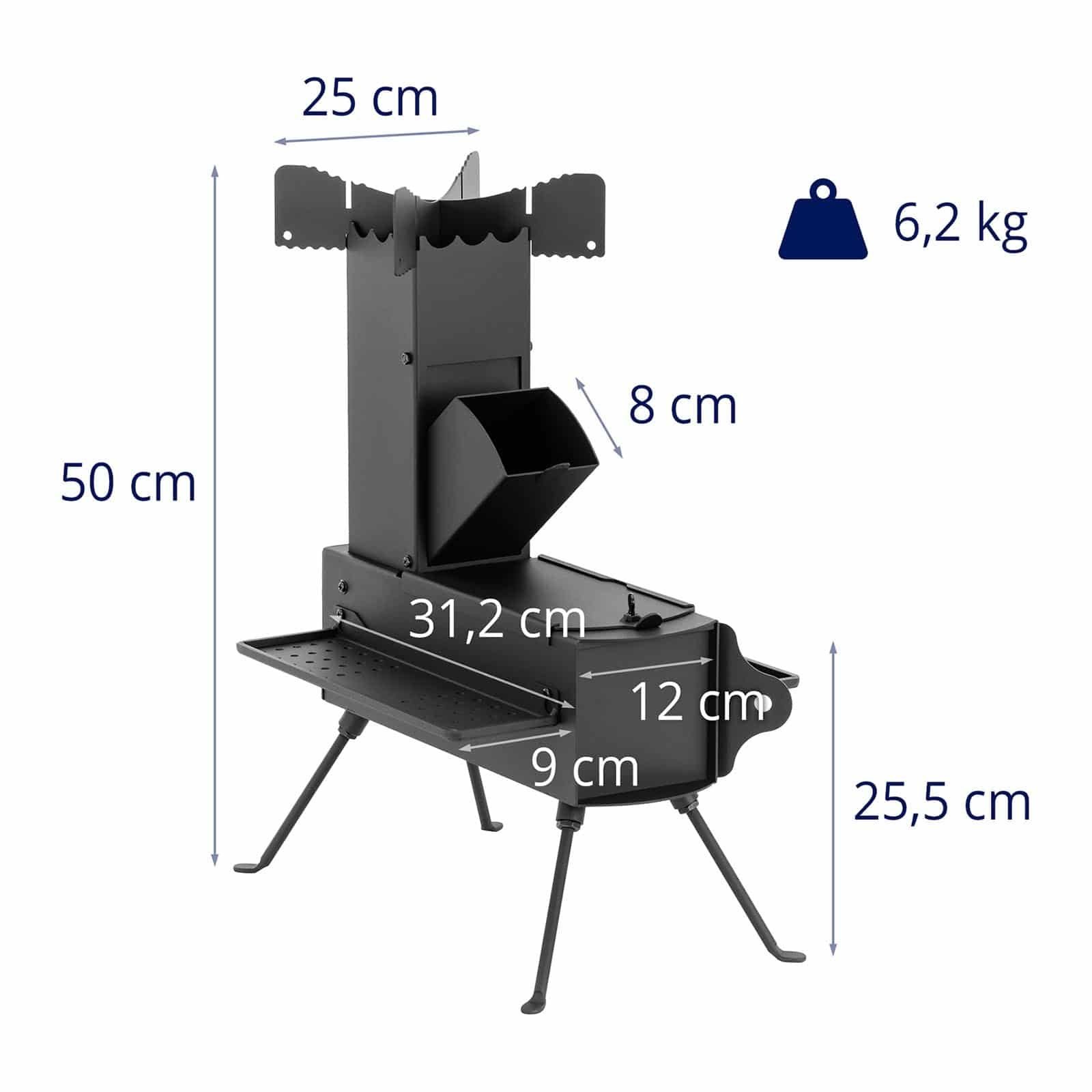 Uniprodo Feuerstelle Raketenofen Rocket Stove zusammenklappbar Outdoor Holzofen Campingofen
