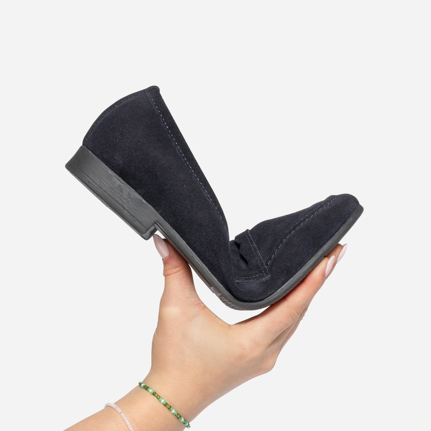 Mocassin marine éco-conçu en cuir velours