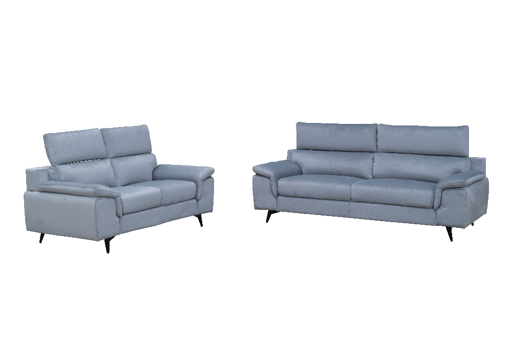 Happy Home Sofaset 2tlg. Couchgarnitur 3-2-Sitzer HSP110-GRA Samtstoff grau