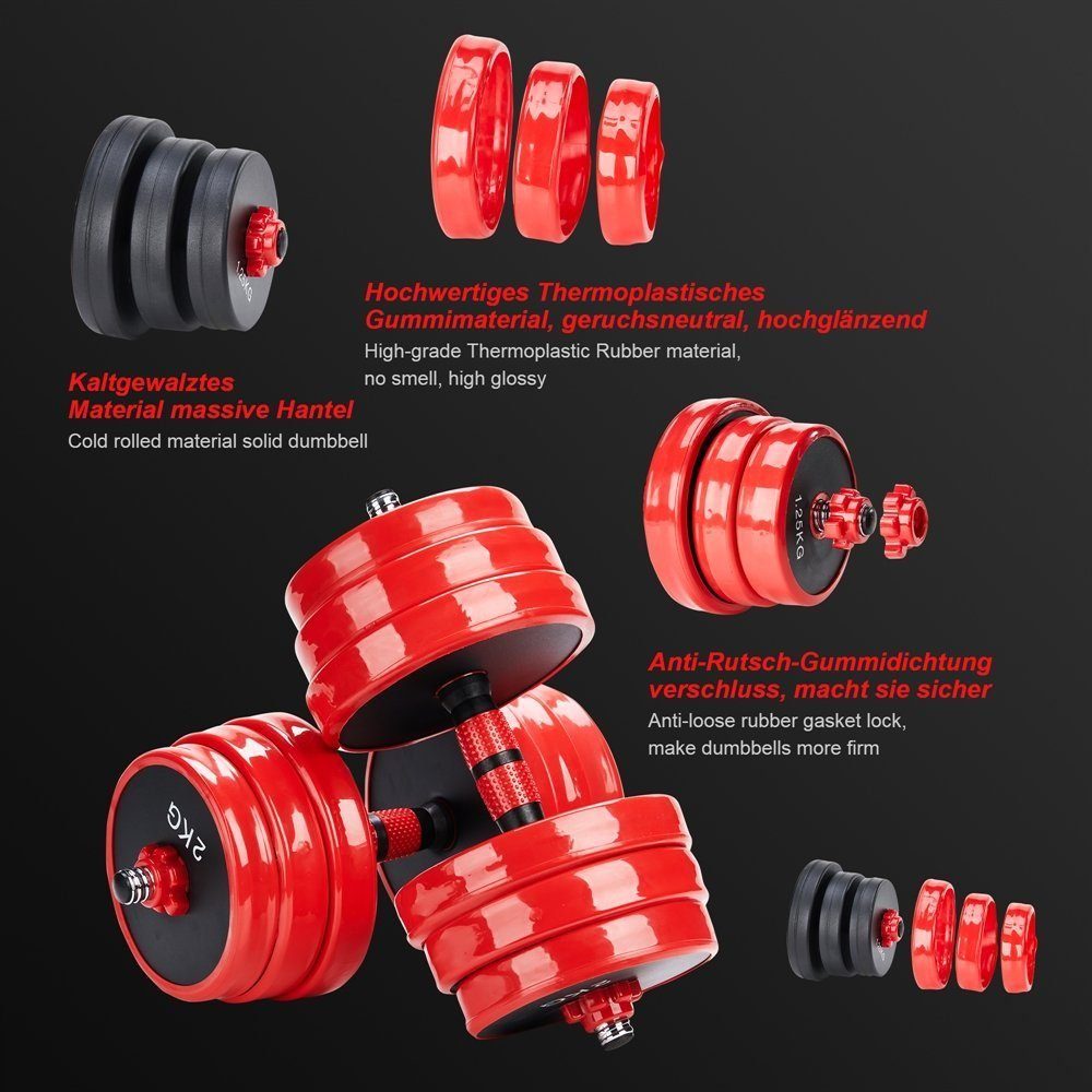 Melko Kurzhantel Hantel 4in1 Set Kurzhantel Langhantel verstellbar Gewichte 20, 30 & 40 KG für Krafttraining Hanteltraining Dumbbell Training Bodybuilding Fitness Sport, (Set, Premium-Trainingsset), Geräuscharm und Bodenschonend