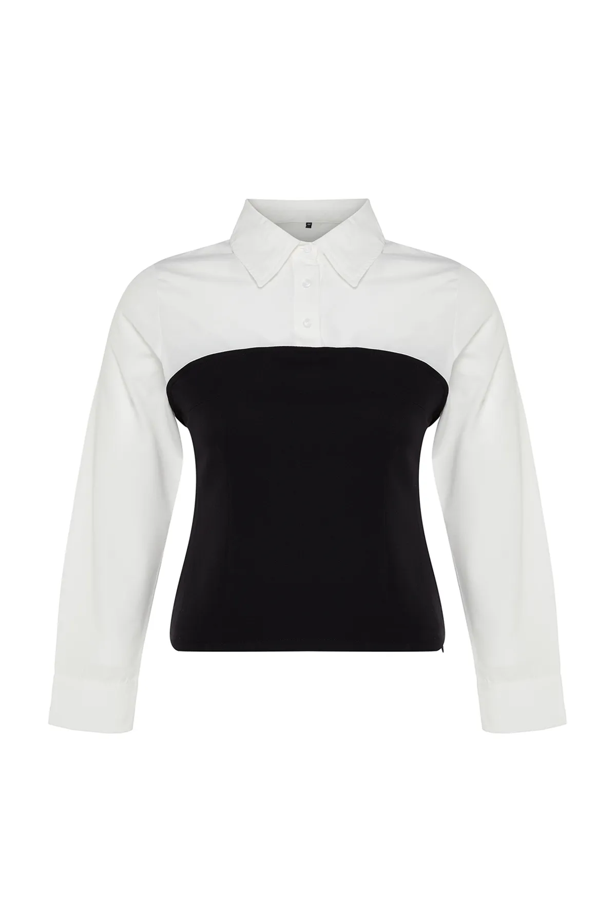 Trendyol Curve  Mehrfarbige gewebte Bluse mit Hemdkragen TBBAW24AF00062