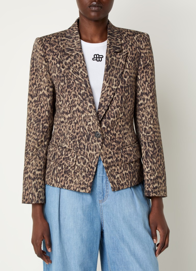 MUNTHE Toma blazer with leopard print and flap pockets