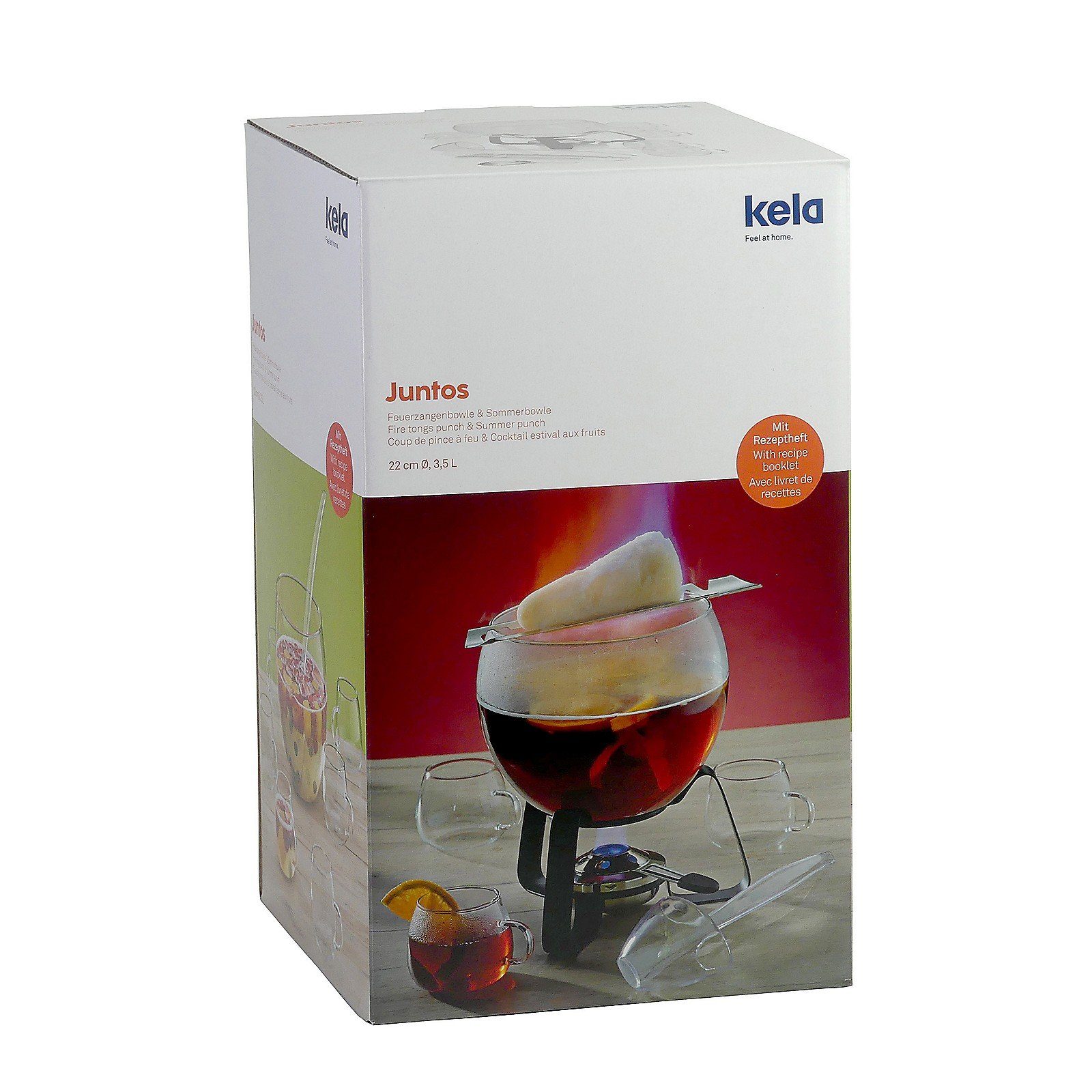 kela Bowle-Set Juntos, Feuerzangenbowle 11-tlg hitzebeständiges Glas inkl Rechaud & 6 Gläser