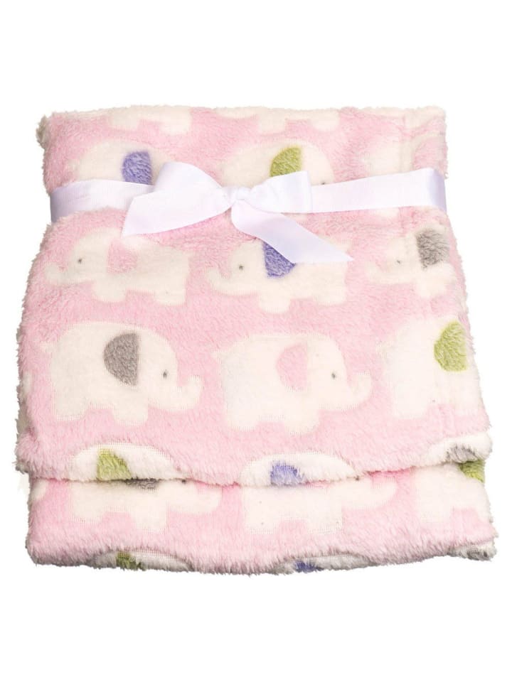 Bieco Kuscheldecke Flausch 75 x 90 cm - Elefanten Rosa in rosa,weiss günstig kaufen onesize