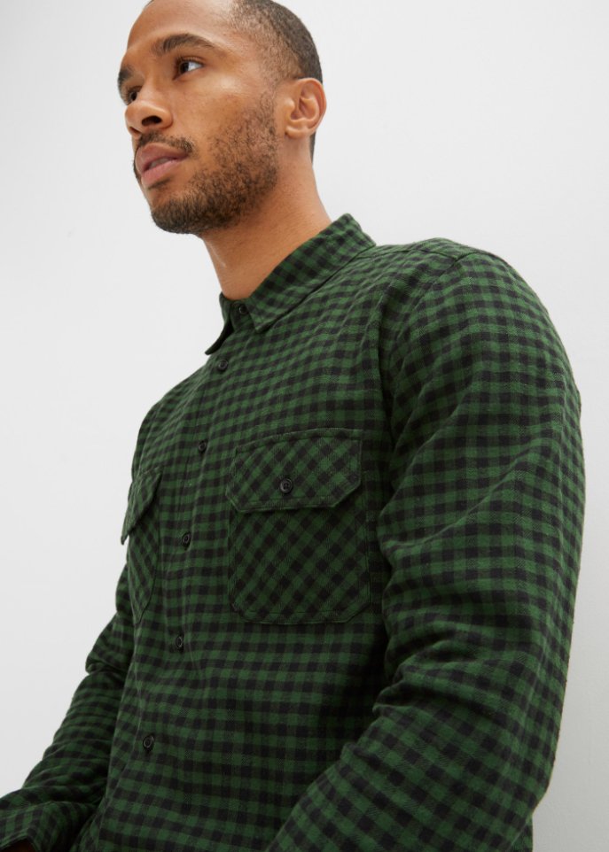 Flanell-Langarmhemd, Slim Fit