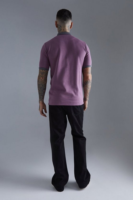 Tall Slim-Fit Poloshirt aus Interlock-Jersey mit Reißverschluss