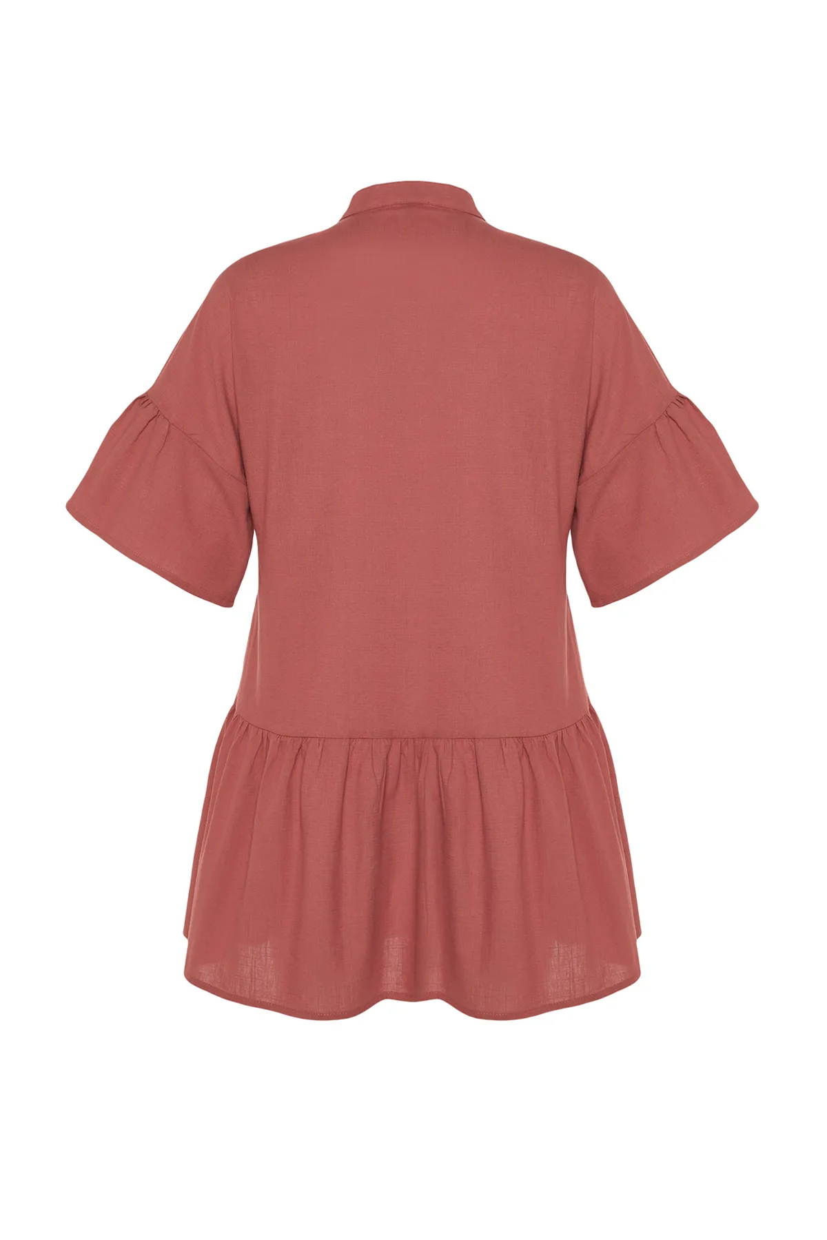 Trendyol Collection  Tile Wide Fit Mini-Strandkleid mit gewebtem Volant aus 100 % Baumwolle TBESS20EL0873