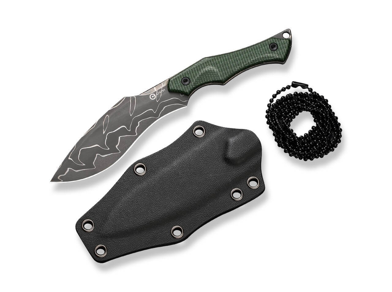 Vaquita II Micarta Green Damascus