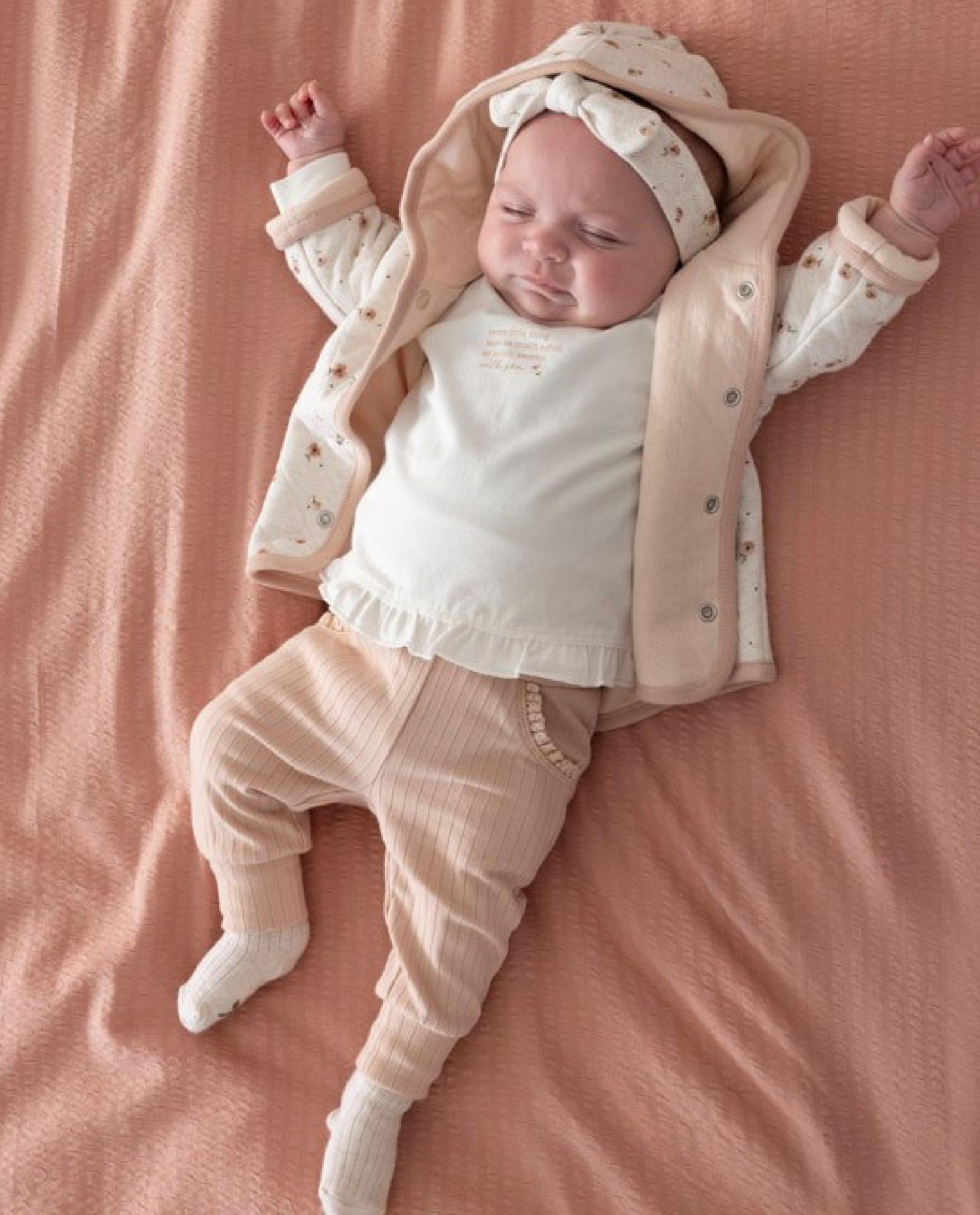Pantaloni Feetje cu model cu nervuri fine roz