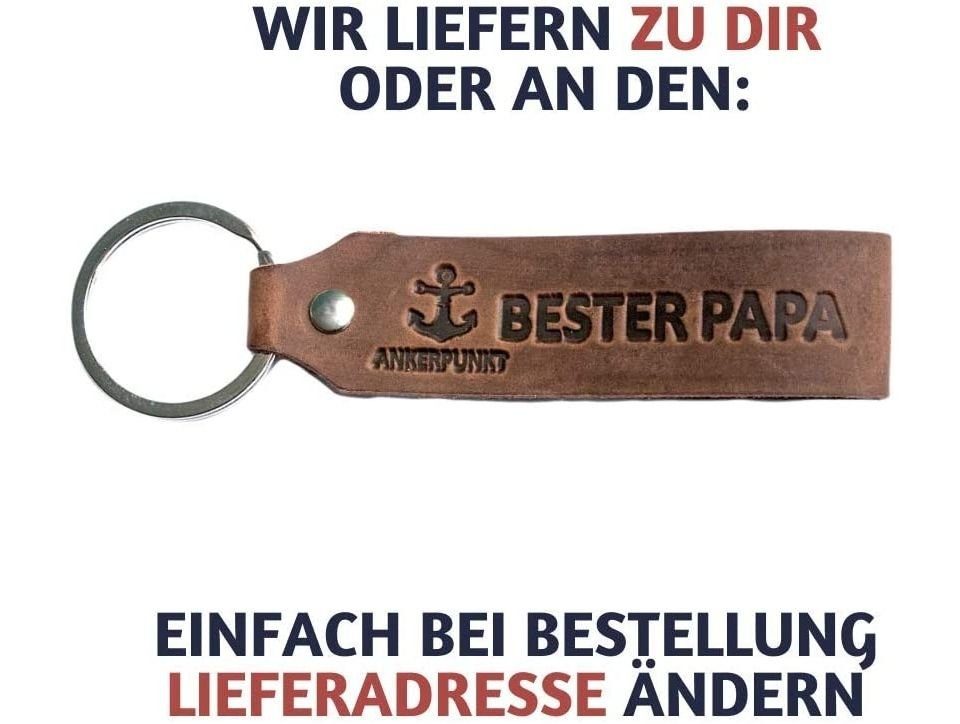 Ankerpunkt Schlüsselanhänger mit Gravur Bester Papa (Vatertagsgeschenk für Papa, Geschenke für Papa, Vater zum Geburtstag, Weihnachten, Vatertag Geschenk), dunkelbraun - Made in Germany