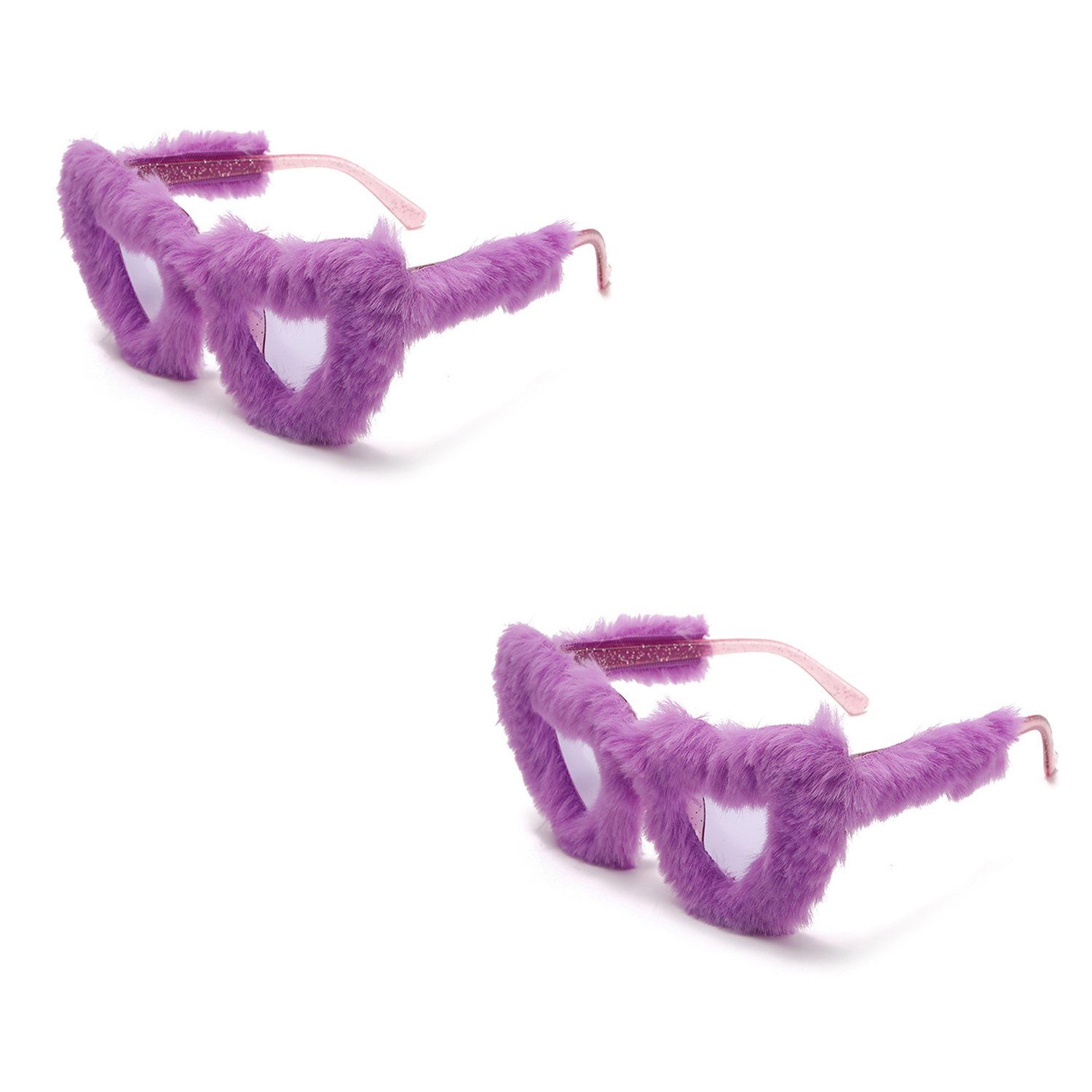 FYLA Sonnenbrille Sonnenbrillen Lustige herzförmige Plüschsonnenbrille (2-St)