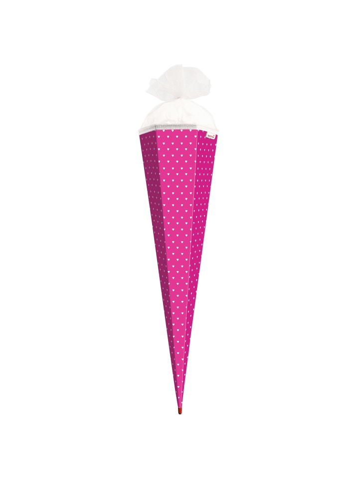 ROTH Bastel-Schultüte groß knallpink weiße Herzen 85 cm in Rosa günstig kaufen onesize