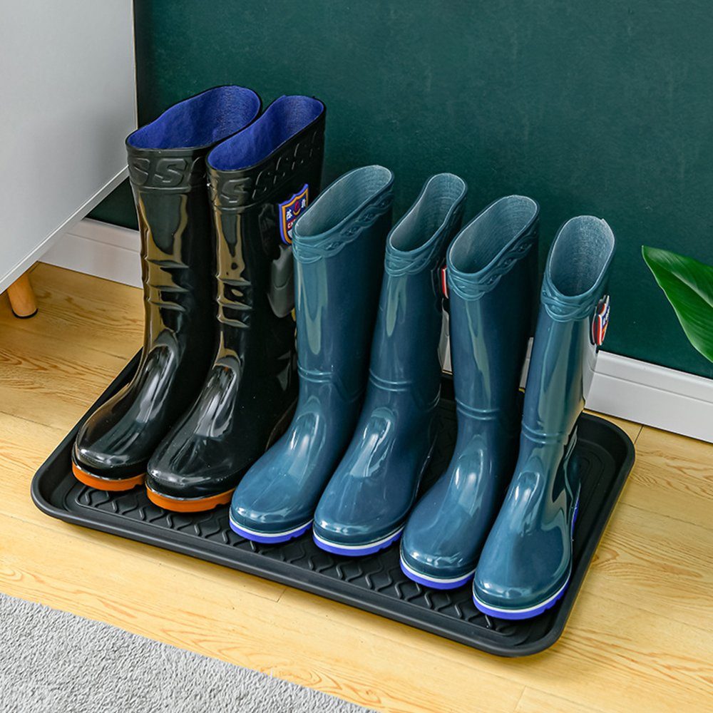 SCOHOME Schuhabtropfschale Schuhtablett Schuhabtropfschale (2-tlg., mit erhöhtem Rand 3.1 x 60 x 40 cm, schwarz), Schuhablage Schuhwanne Schuhbrett Schuhmatte