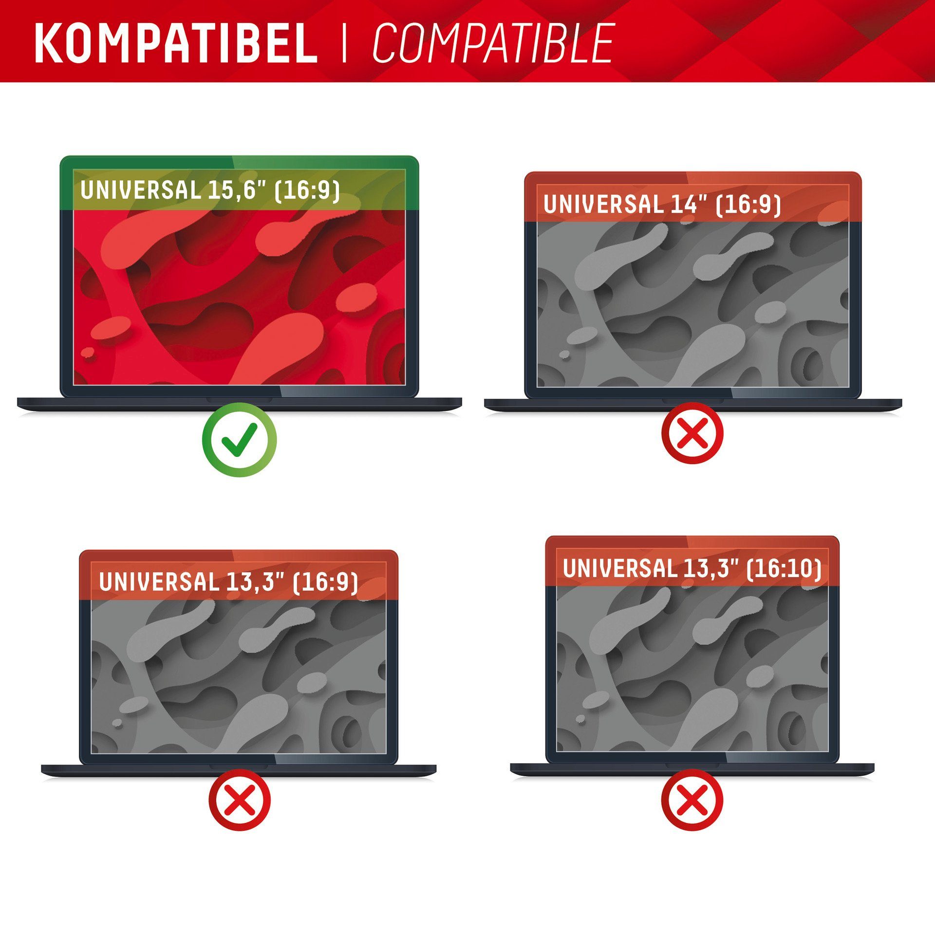 Displex Privacy Safe - Universal 15,6, 16:9, Displayschutzfolie, Blickschutzfilter