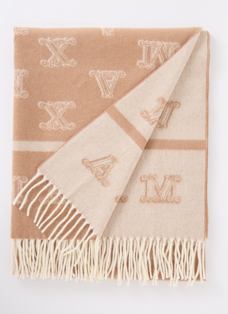 Eșarfă MaxMara Klause din cașmir tricotat fin cu logo imprimat, 180 x 70 cm