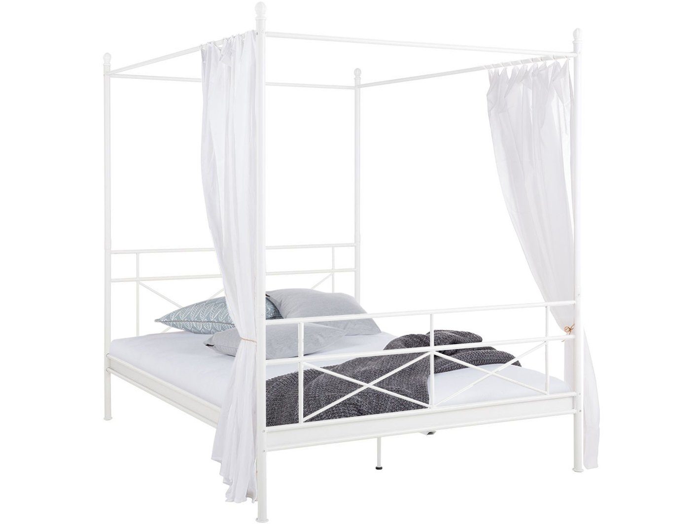 loft24 Himmelbett Tanja, Metallbett im Landhausstil, 180x200 cm