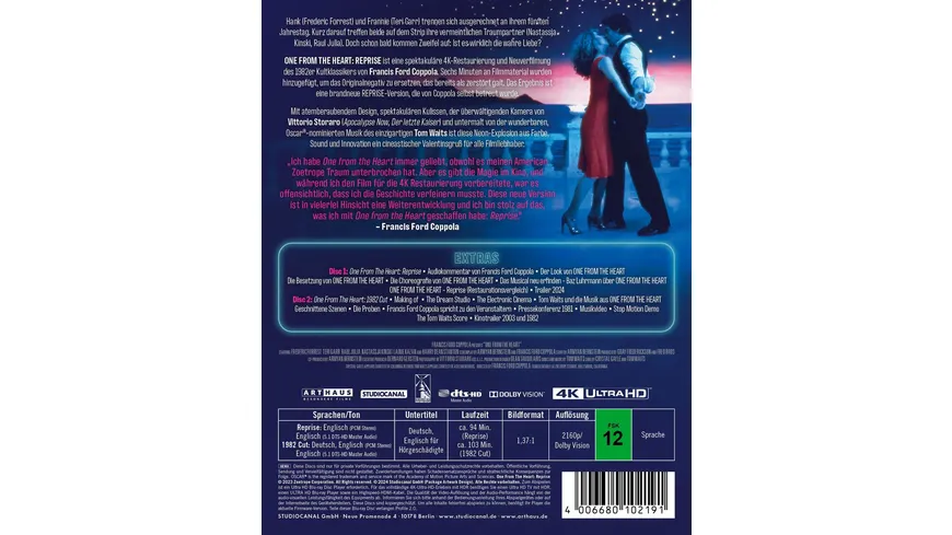 One from the Heart - Reprise - Collector´s Edition (2 4K Ultra HDs)