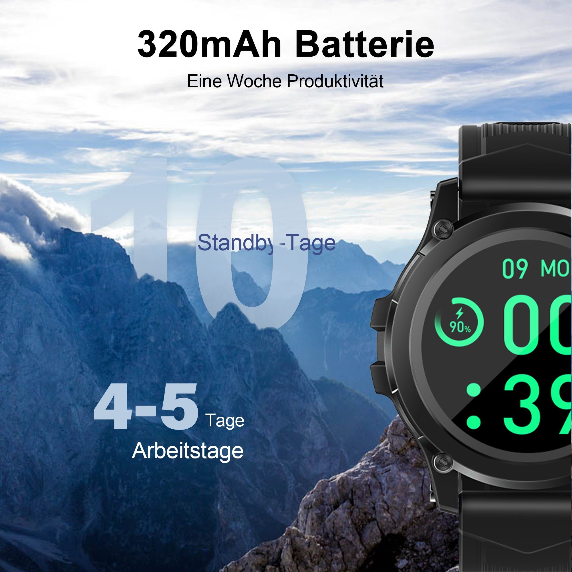 Tisoutec Smartwatch Damen Herren Smartwatch Smartwatch (Fitnessuhr mit Telefonfunktion/WhatsApp Notiz,Smartwatch Fitness Tracker Uhr IP68 Wasserdicht,1.32