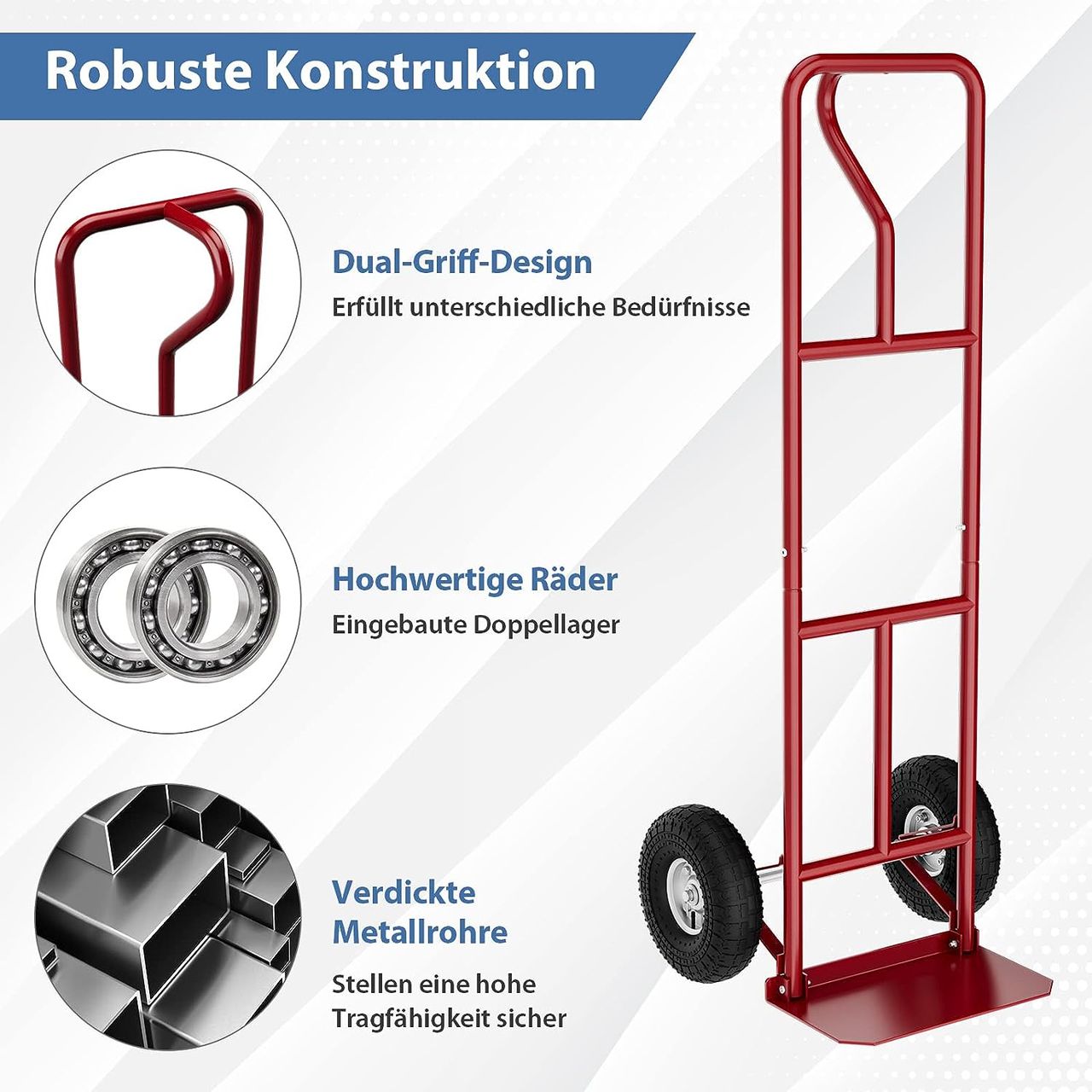 Costway Sackkarre mit P-Griff, belastbar bis 300 kg