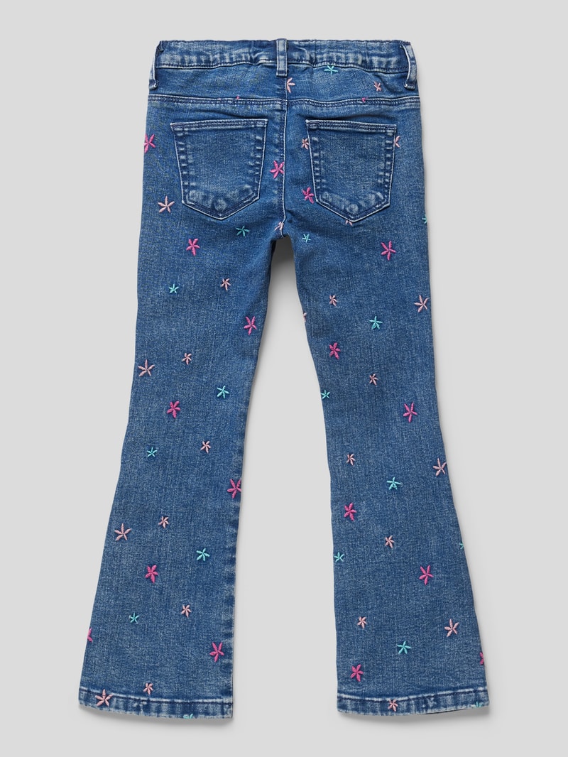 Jeans mit Motiv-Stitching in blau