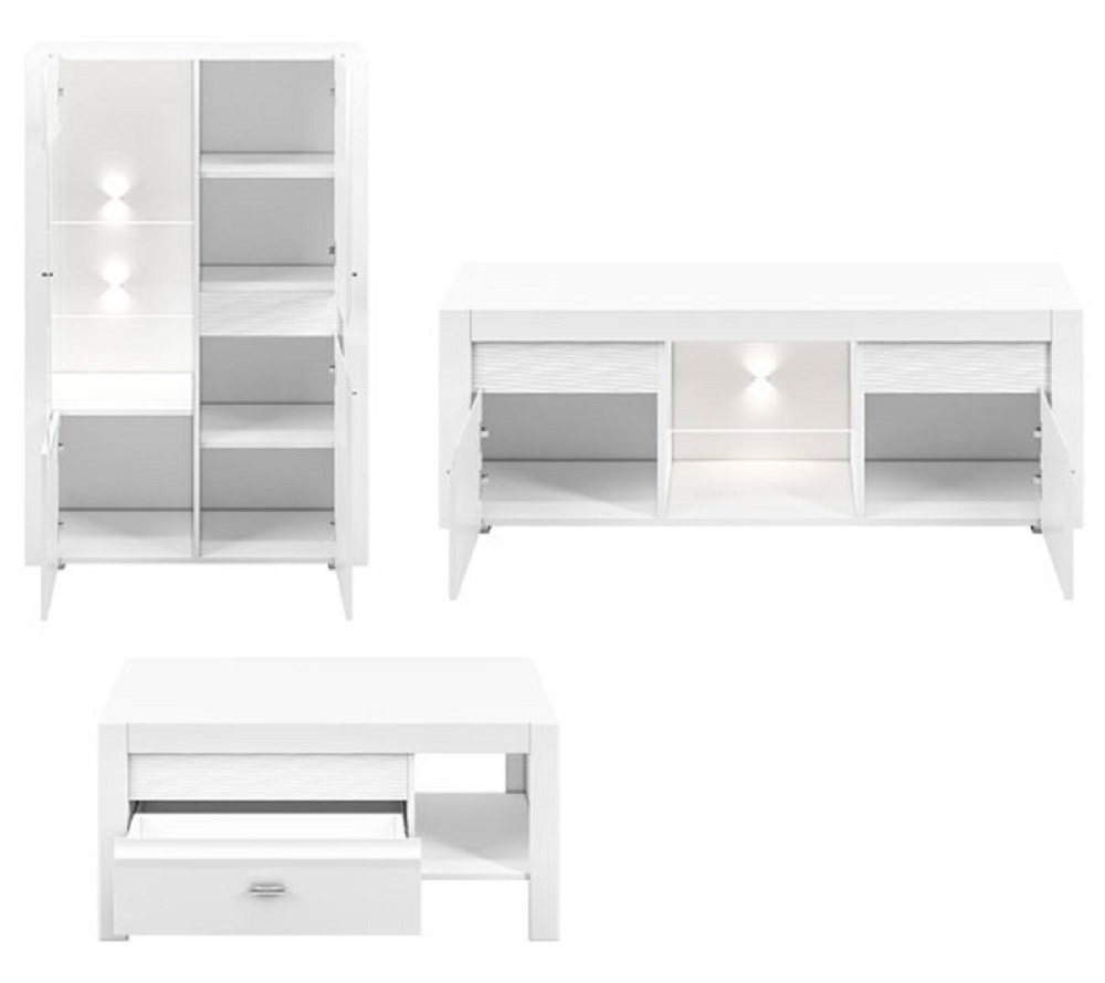 Feldmann-Wohnen Wohnzimmer-Set ARKO, (Set), 1 Lowboard + 1 Vitrine + 1 Couchtisch