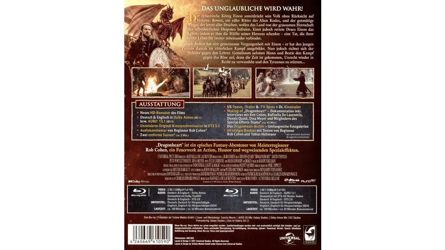 Dragonheart - Special Edition (Doppel-Blu-ray mit Dolby Atmos + Auro-3D)  [2 BRs]