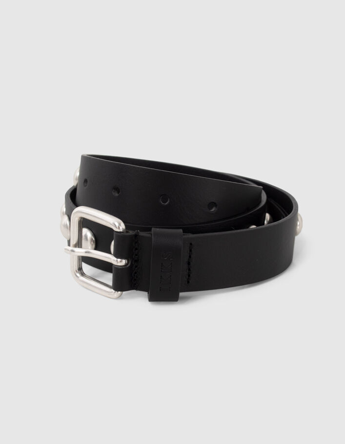 Ceinture noire cuir maxi clous Femme