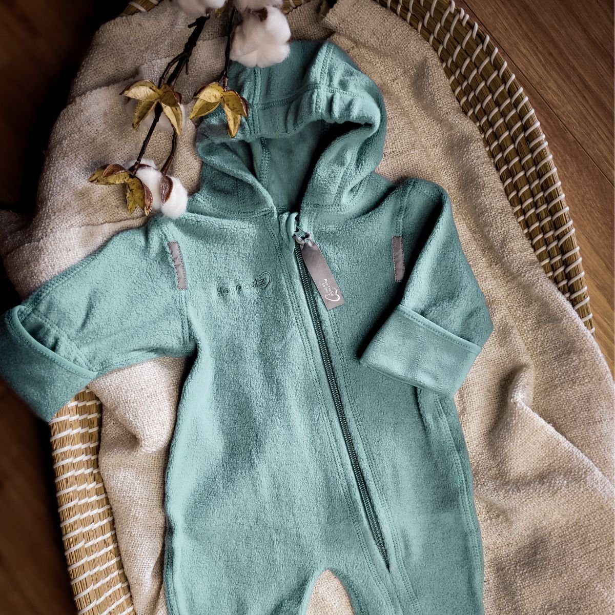 Hoppediz Fleeceoverall Bio-Baumwollfleece Overall mit Umschlagbündchen