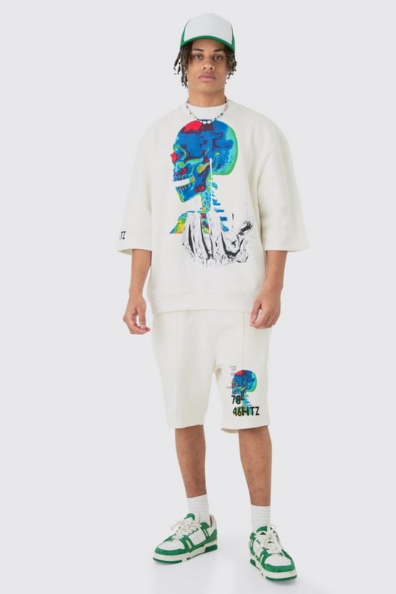 Oversize Sweatshirt mit Print & Shorts