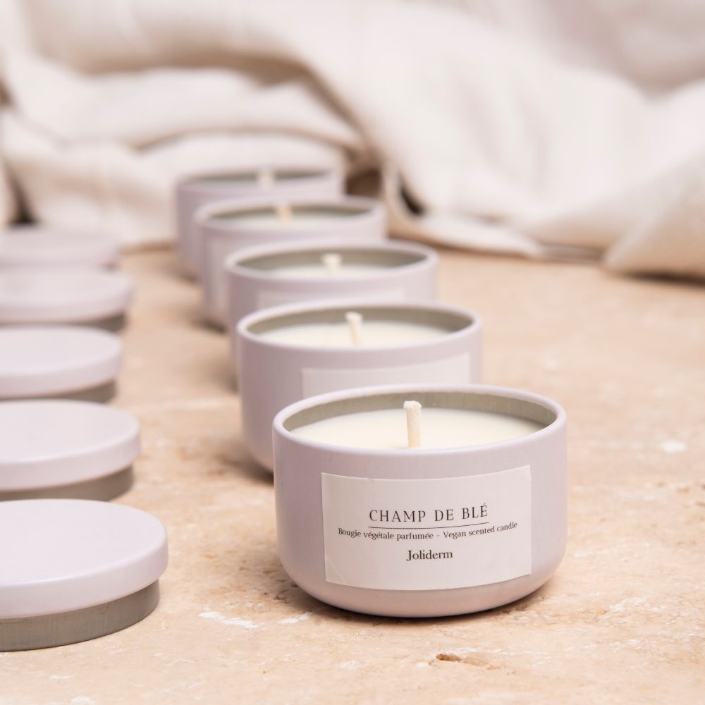 joliderm Bougie de voyage parfumée Champ de Blé Bougie parfumée