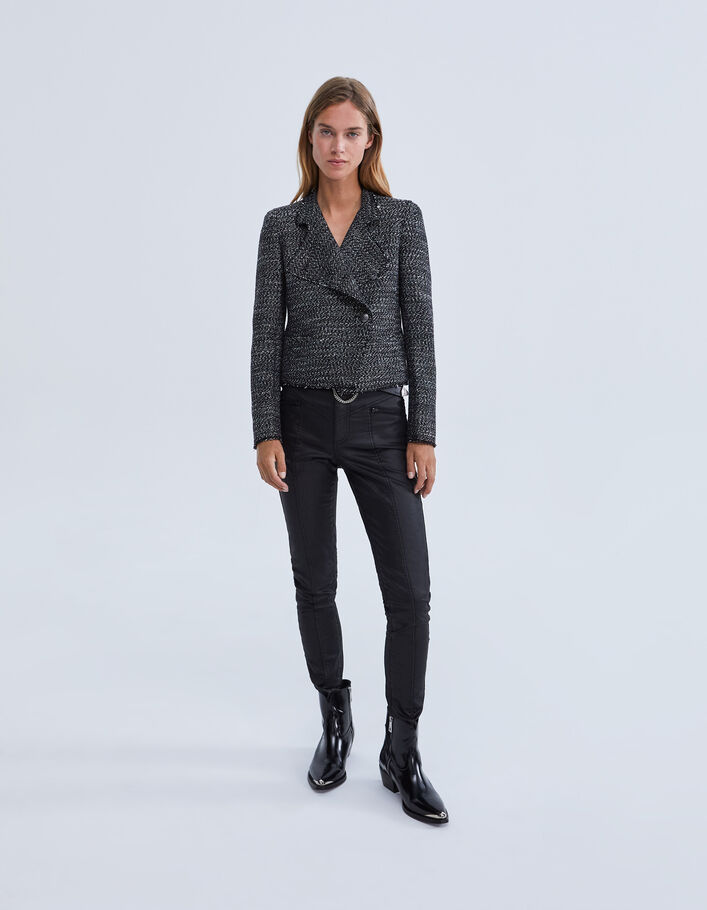 Jean slim noir enduit taille haute sculpt up Femme