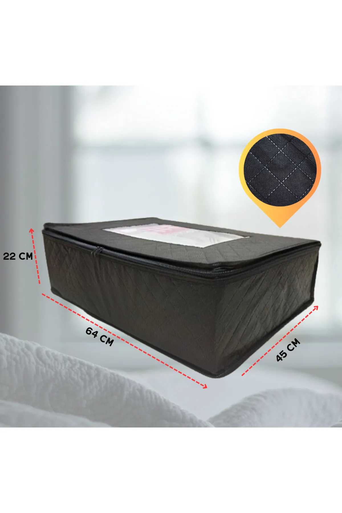 Seryat  Aufbewahrungstasche vom Typ „Sofabett-Basis“ – 6 große Aufbewahrungstaschen unter der Basis, 45 x 64 x 22 cm, mit Fenster.