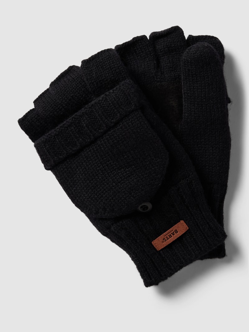 Handschuhe aus Lammawolle mit Label-Detail Modell 'HAAKON' in schwarz