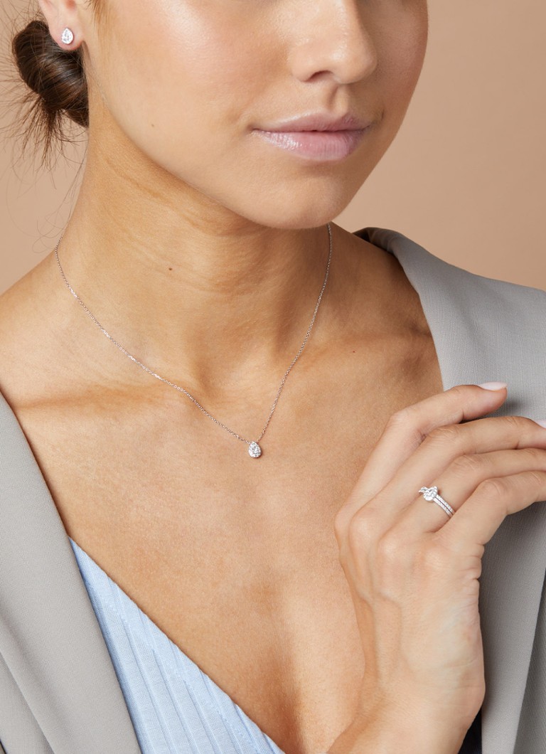 Inel cu vârf de diamant din aur alb, diamant de 0.25ct, Petite Romance